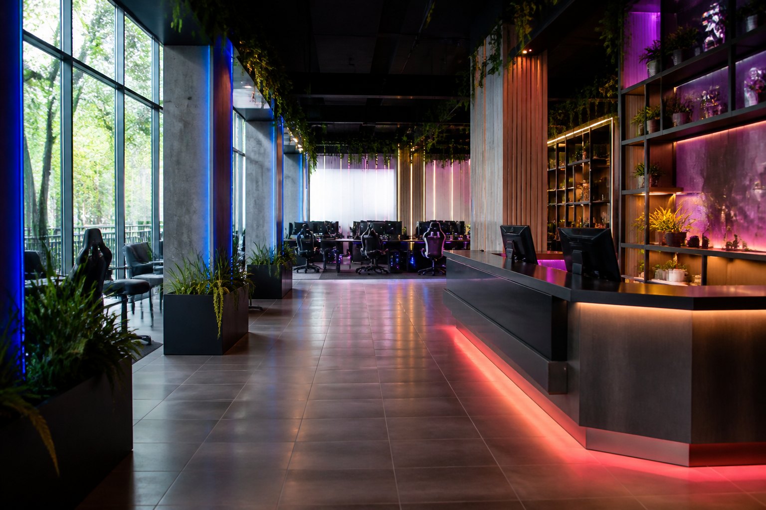Entrance and front desk of the WIRED ARENA gaming club